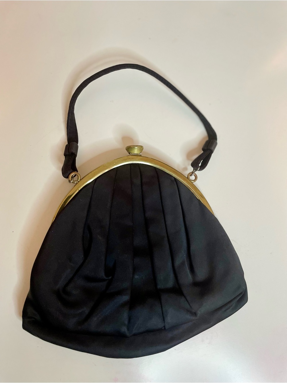 New York Classic - Black Satin Gathered Handbag